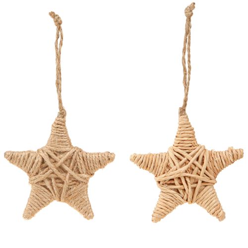 Product Decorative Stars, Hemp Raffia, 7.5cm, Christmas Tree Ornaments, 8 Pieces