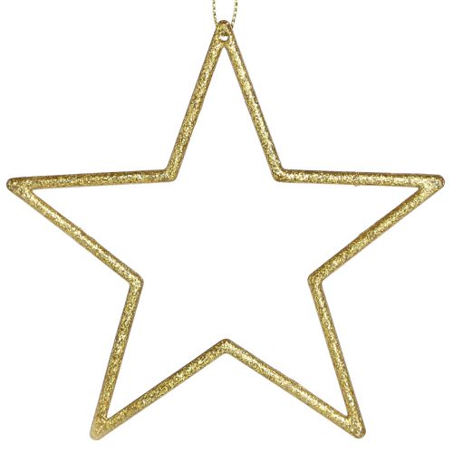 Product Decorative stars for hanging, tree ornaments, gold, Ø12cm, 12 pieces – Shiny Christmas decorations