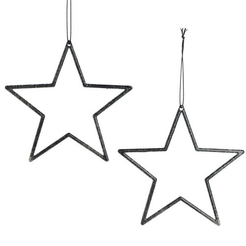 Product Decorative black stars for hanging, Christmas tree ornaments, Ø12cm, set of 12 pieces