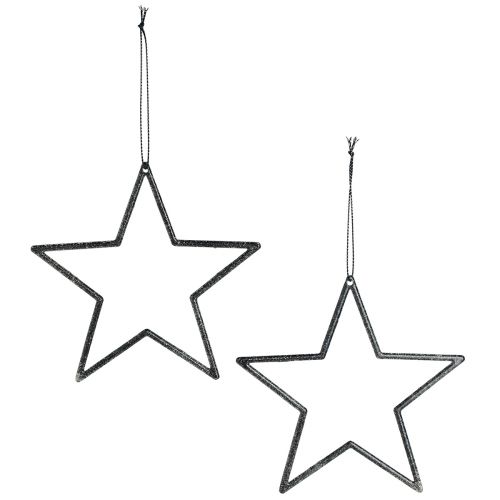 Product Decorative black stars for hanging, Christmas tree ornaments, Ø12cm, set of 12 pieces
