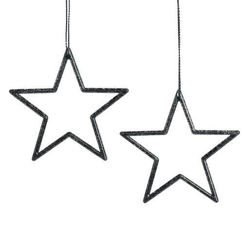 Product Glittering Hanging Star Decorations, Black, Christmas, Ø7.5cm, Set of 40 for Festive Decoration