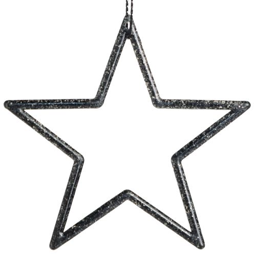 Product Glittering Hanging Star Decorations, Black, Christmas, Ø7.5cm, Set of 40 for Festive Decoration