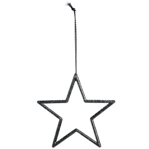Product Glittering Hanging Star Decorations, Black, Christmas, Ø7.5cm, Set of 40 for Festive Decoration