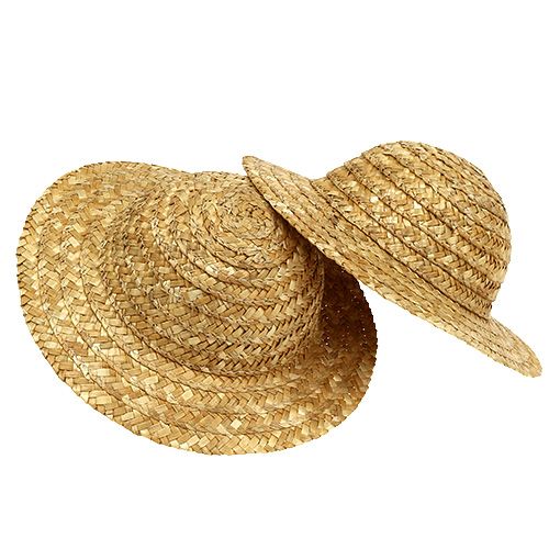 Floristik24 Decorative straw hat Ø16cm natural color 12pcs