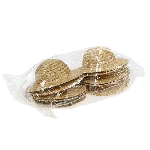 Floristik24 Decorative straw hat Ø16cm natural color 12pcs