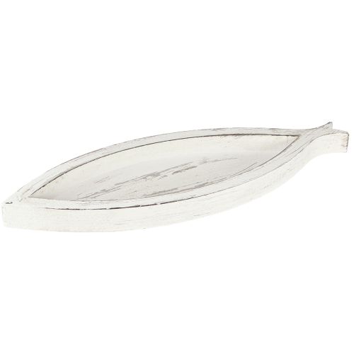 Product Decorative Tray Wood Fish White Natural L30/40/50cm Set of 3