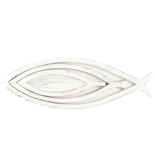 Product Decorative Tray Wood Fish White Natural L30/40/50cm Set of 3