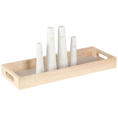 Product Decorative Tray Wood Mini Vases Ceramic White Gold 35x14cm