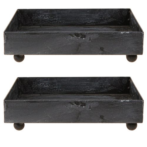 Product Decorative tray metal black grey washed 15×15cm 2pcs