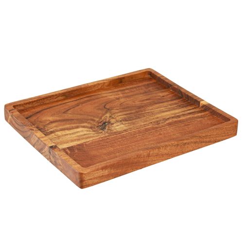 Product Decorative Tray Serving Tray Wood Acacia Oiled 30x25cm
