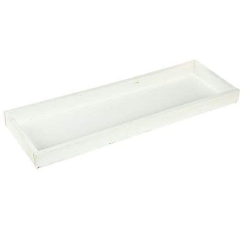 Product Decorative Tray Oblong Wooden Tray White Shabby 42×14×3cm 3pcs