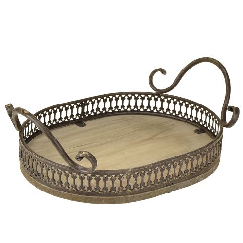Floristik24 Decorative tray oval 23cm x 17.5cm x 7.5cm brown