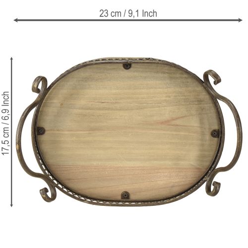 Product Decorative tray oval 23cm x 17.5cm x 7.5cm brown