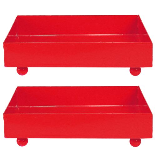 Product Decorative tray square red metal tray 15×15cm 2pcs
