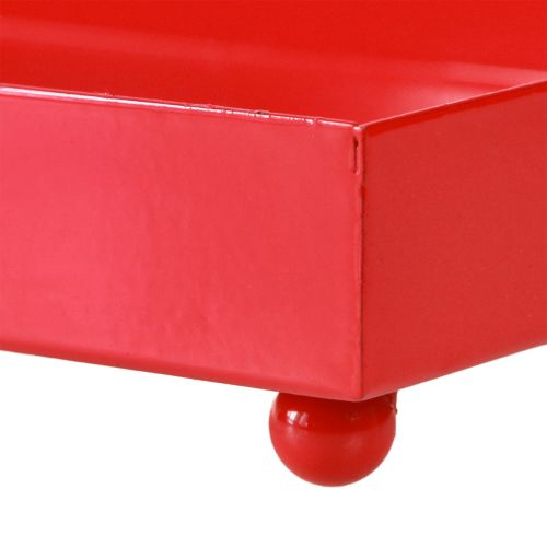 Product Decorative tray rectangular red metal tray with feet 30×15cm