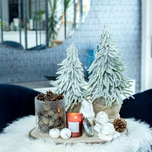 Decorative fir tree with snow, Advent decoration, Christmas tree in a pot H37cm