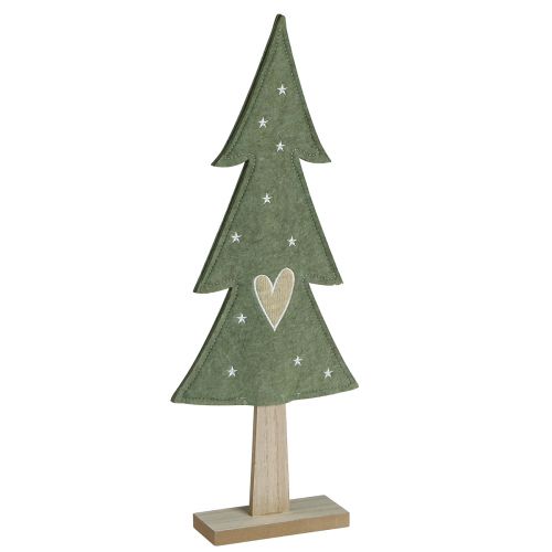 Decoration Christmas tree felt green with heart stars H52cm 2pcs