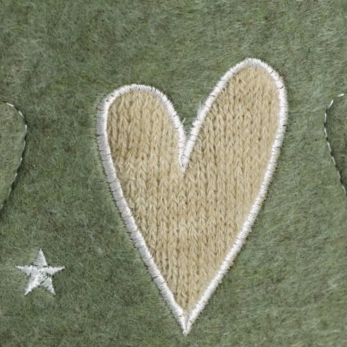 Product Decoration Christmas tree felt green with heart stars H52cm 2pcs
