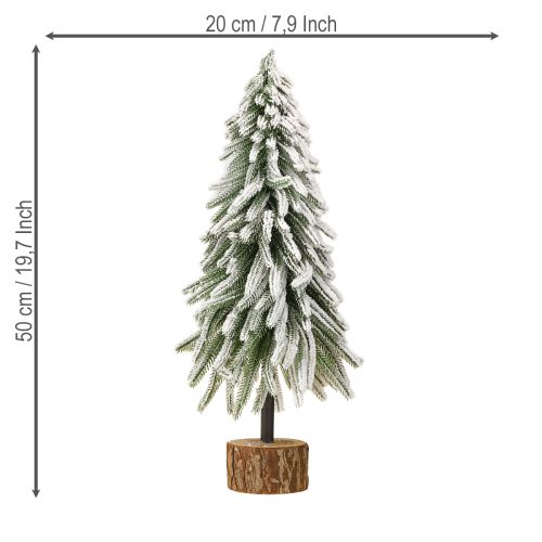 Product Decorative Christmas tree snow-covered base with bark Ø20cm H50cm