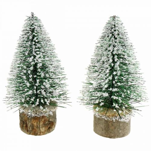 Product Christmas decoration, deco fir tree, mini fir green snowed H15cm Ø9.5cm 6pcs