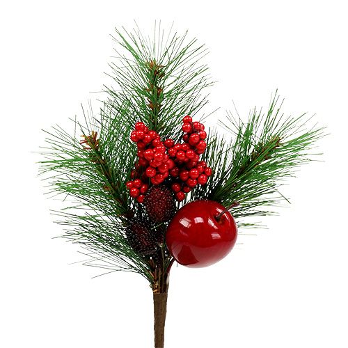Floristik24 Decorative fir branch with apple 28cm 1p