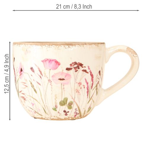 Product Decorative cup ceramic poppy crackle cream colorful 15cm×12.5cm