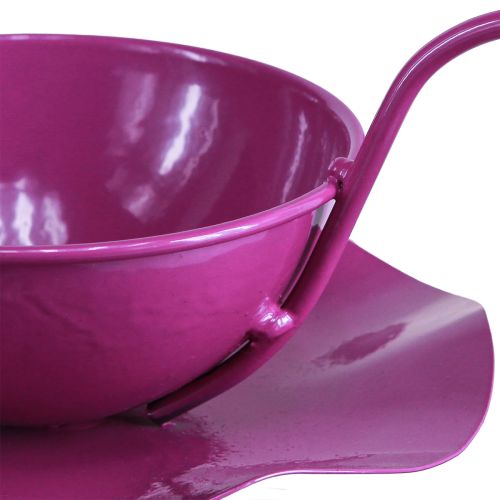 Product Decorative Cup Metal Teacup on Plate Purple Ø11.5cm H8cm 2pcs