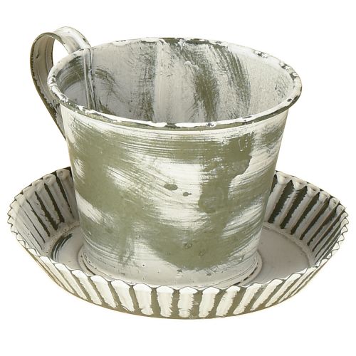 Floristik24 Decorative cup metal white washed antique Ø9cm H8cm 2pcs