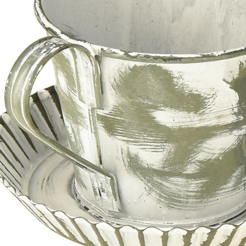 Floristik24 Decorative cup metal white washed antique Ø9cm H8cm 2pcs