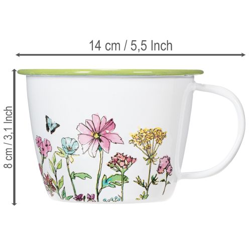 Decorative cup, enamelled plant pot, Ø11cm H8cm | Floristik24.ie