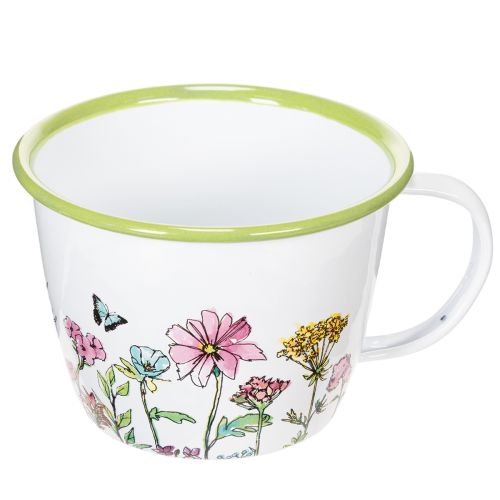 Decorative cup, enamelled plant pot, Ø11cm H8cm | Floristik24.ie