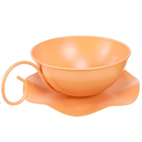 Product Decorative cup Ø16cm H9cm with plate metal decoration orange 2pcs