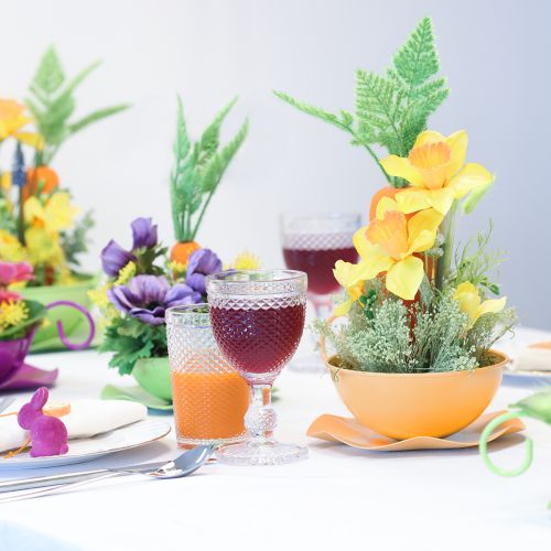 Product Decorative cup Ø16cm H9cm with plate metal decoration orange 2pcs