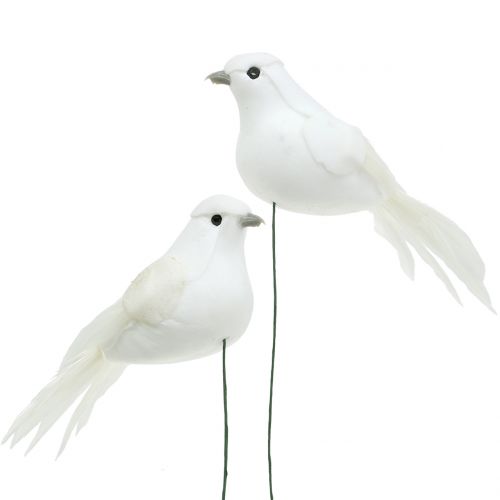Floristik24 Decorative pigeons on wire white 9cm 6pcs