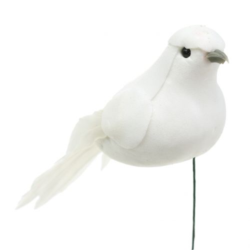 Product Decorative pigeons on wire white 9cm 6pcs