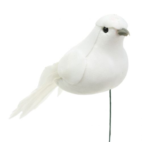 Floristik24 Decorative pigeons on wire white 9cm 6pcs