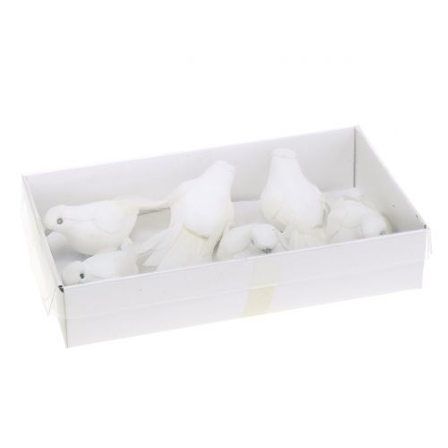 Floristik24 Decorative pigeons on wire white 9cm 6pcs