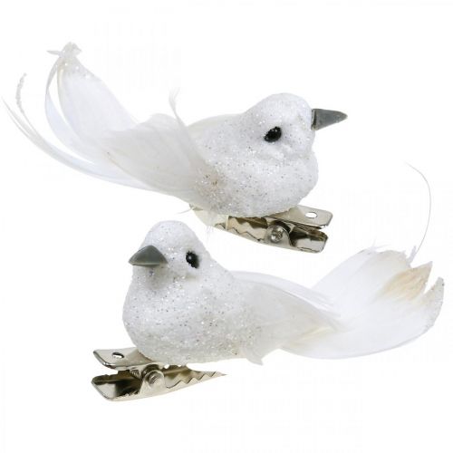 Floristik24 Deco pair of doves Deco birds with clip white L5cm 4pcs