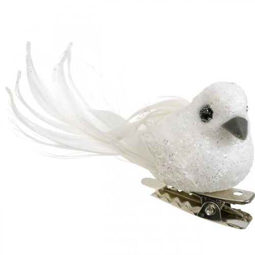 Product Decorative Dove Pair Decorative Birds with Clip White L5cm 4 Pcs