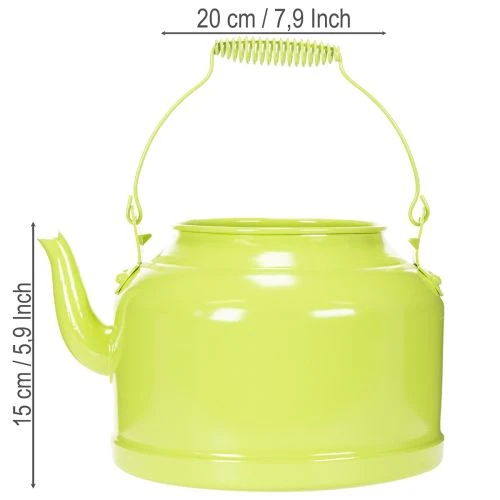 Decorative metal teapot, apple green - flower pot - Ø20cm H15cm - versatile garden decoration and gift idea | Floristik24.ie