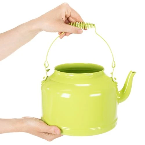 Decorative metal teapot, apple green - flower pot - Ø20cm H15cm - versatile garden decoration and gift idea | Floristik24.ie