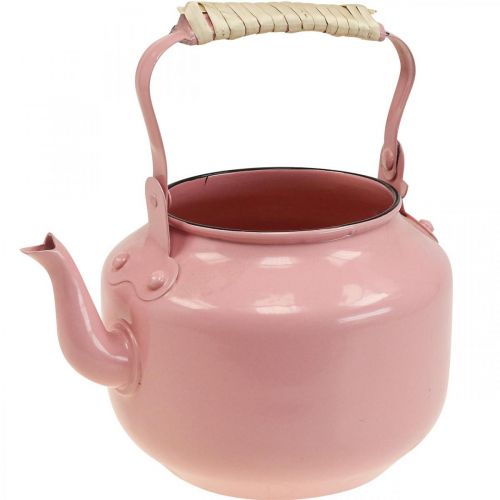 Decorative teapot planter metal old pink Ø8.6cm H16cm