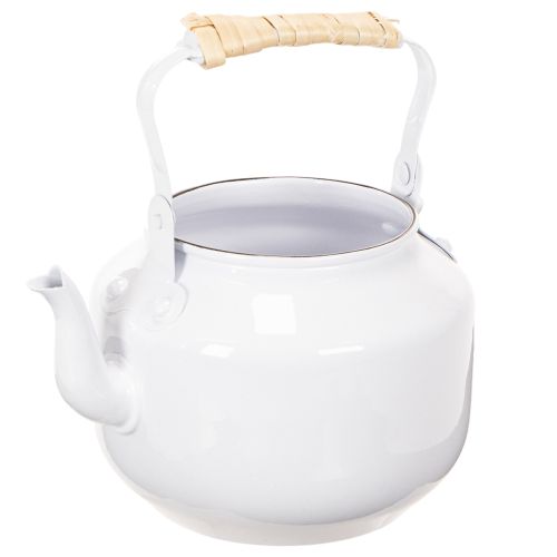 Decorative teapot, planter, metal, white, shabby chic, Ø8.6cm, H16cm, vintage decorative flower pot buy online | Floristik24.ie