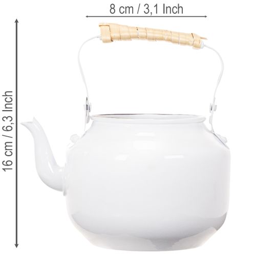 Decorative teapot, planter, metal, white, shabby chic, Ø8.6cm, H16cm, vintage decorative flower pot | Floristik24.ie