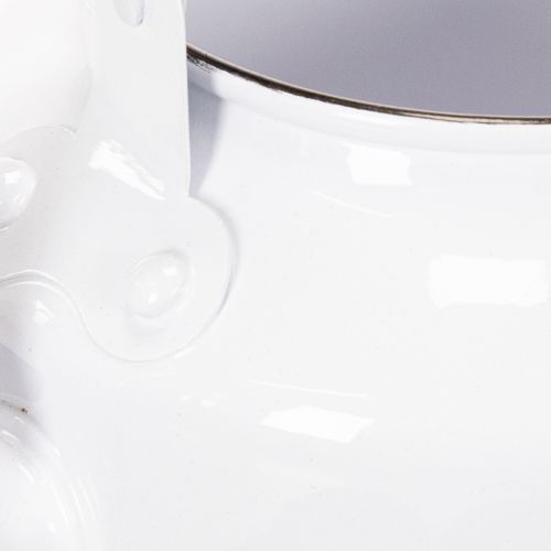 Decorative teapot, planter, metal, white, shabby chic, Ø8.6cm, H16cm, vintage decorative flower pot | Floristik24.ie