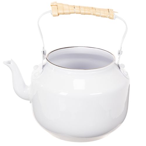 Decorative teapot, planter, metal, white, shabby chic, Ø8.6cm, H16cm, vintage decorative flower pot | Floristik24.ie