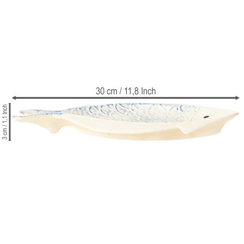 Product Decorative plate fish ceramic table decoration blue white 30×22cm