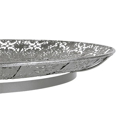 Floristik24 Decorative plate silver with motif Ø35cm