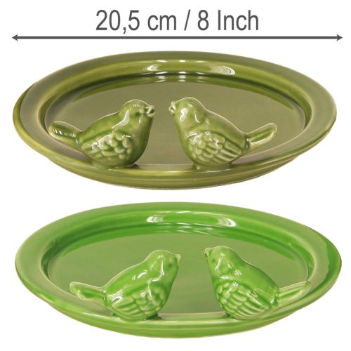 Product Decorative plate bird bath table decoration ceramic green Ø20.5cm 2pcs