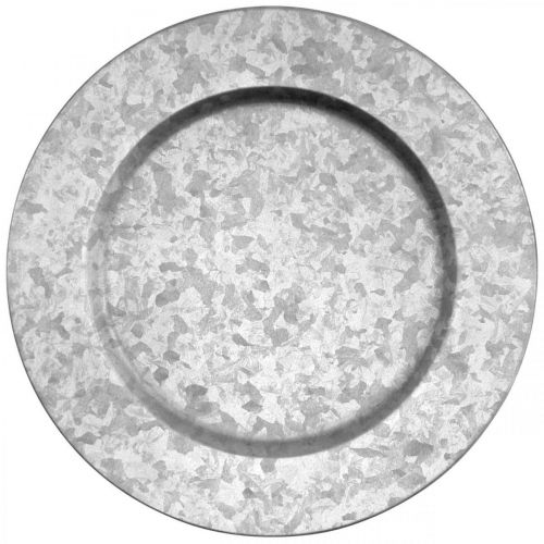 Floristik24 Deco Plate Metal Plate Vintage Deco Gray Ø33cm
